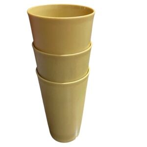 Vintage Tupperware HARVEST GOLD Tumblers Drinking Cups Set of 3 #873 12 Ounce